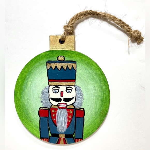 ORIGINAL acrylic Christmas Nutcracker Soldiers on Round Wood Ornament Disc - Picture 6 of 6